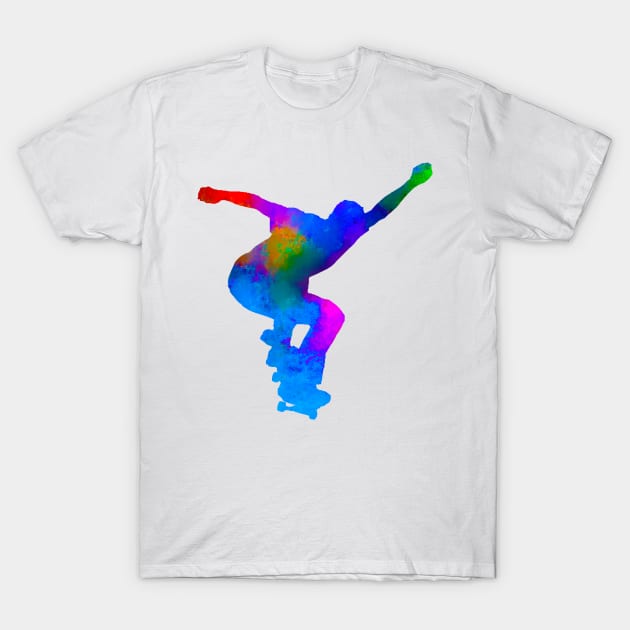 Watercolor Skateboarder T-Shirt by AKdesign